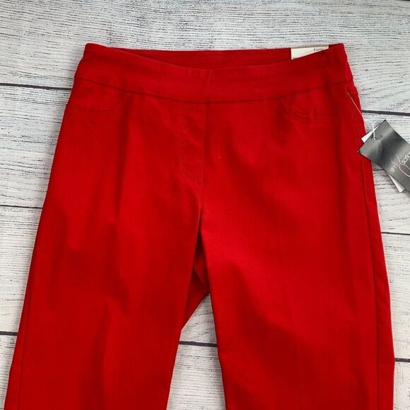 SlimSation Capri Crop Pants sz 2 Red Stretch Pull on Inseam 21" New NWT - Picture 3 of 10